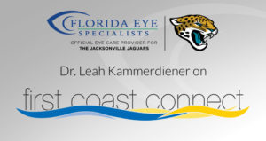 Florida Eye Specialists Logo. Official Eye Care Provider of Jacksonville Jaguars. Dr. Leah Kammerdiener on first coast connect