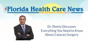 Dr. Shetty poses. Text on the image reads "Discusses Everything You Need to Know About Cataract Surgery"