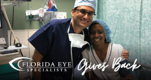 Dr. Patel poses with a patient in a doctor's office