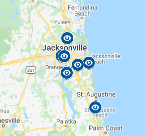 Map screenshot showing Florida Eye Specialist locations